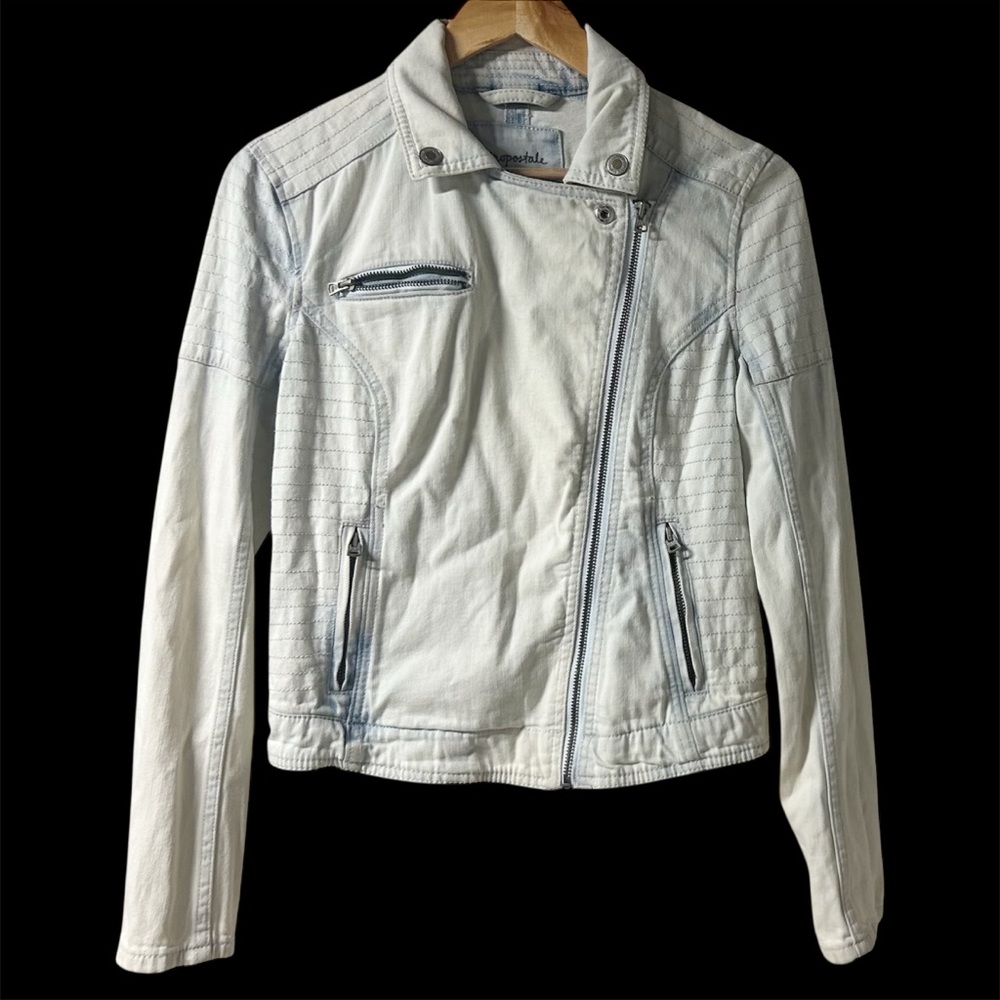 Aeropostale Light-Wash Denim Moto Women’s Jacket Sz S/P
